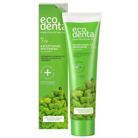 ECODENTA PACHET PASTA DINTI ALBIRE CU BERGAMOT ULEIURI DE LAMAIE SI KALIDENT 2 X 75ML ECO06B