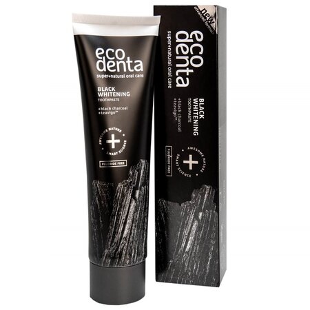 Pachet Pasta de dinti cu carbune si Teavigo Black Whitening, 75 ml + 75 ml, Ecodenta 676246