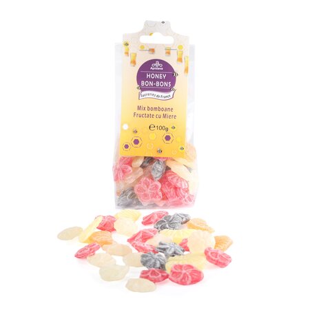 Mix bomboane fructate cu miere, 100 g, Apidava 761242