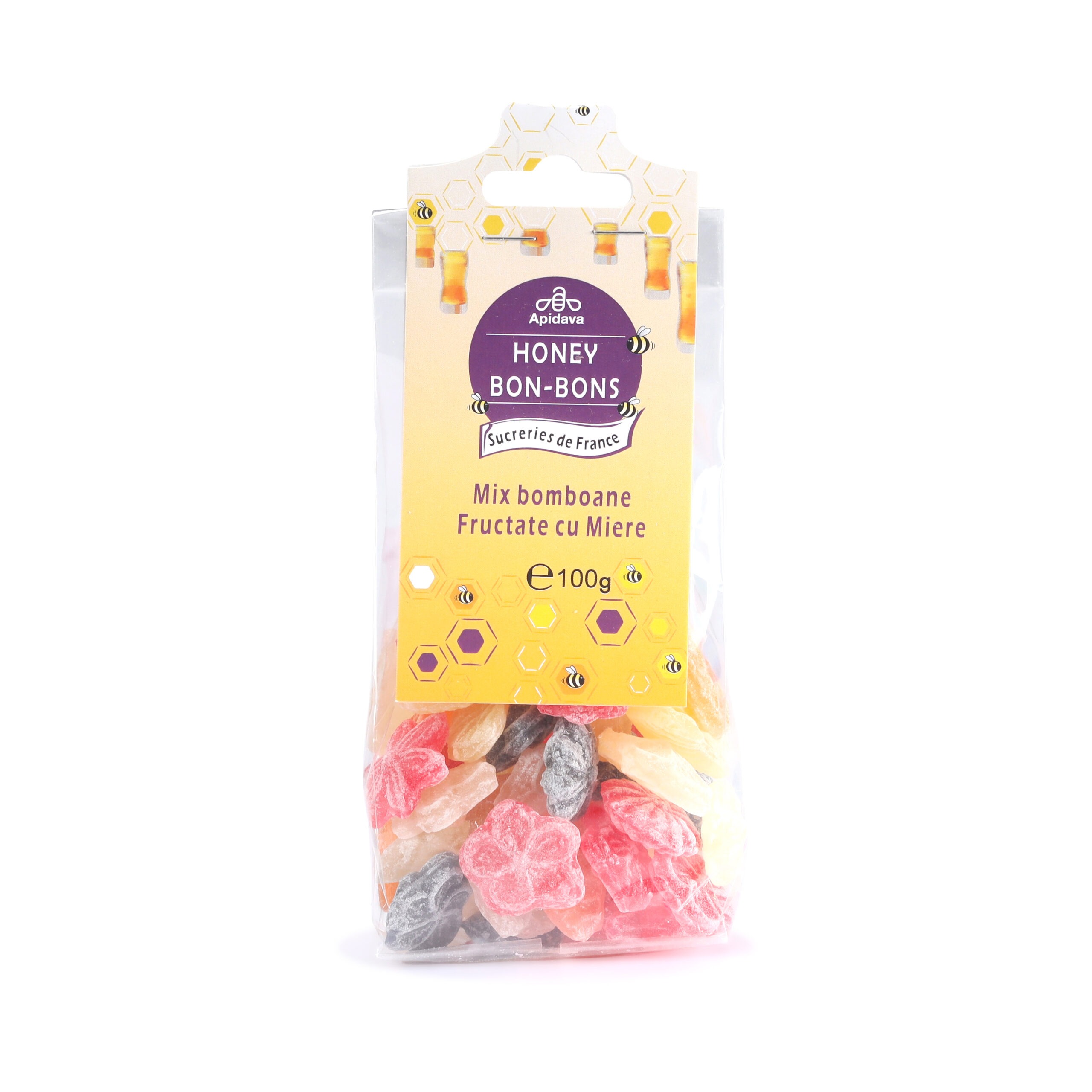 Mix bomboane fructate cu miere, 100 g, Apidava