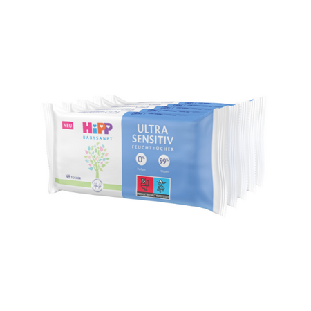 Servetele umede Ultra Sensitiv, 5 pachete x 48 bucati, Hipp 623852