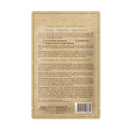 Masca cu argila, extract de ceai verde si cenusa vulcanica, 15 g, Purederm 624122