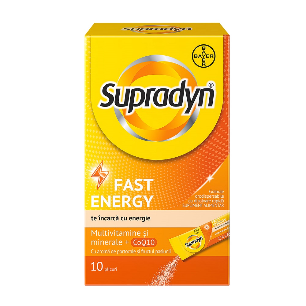 Supradyn Fast Energy cu Multivitamine si Coenzima Q10, 10 Plicuri, Bayer