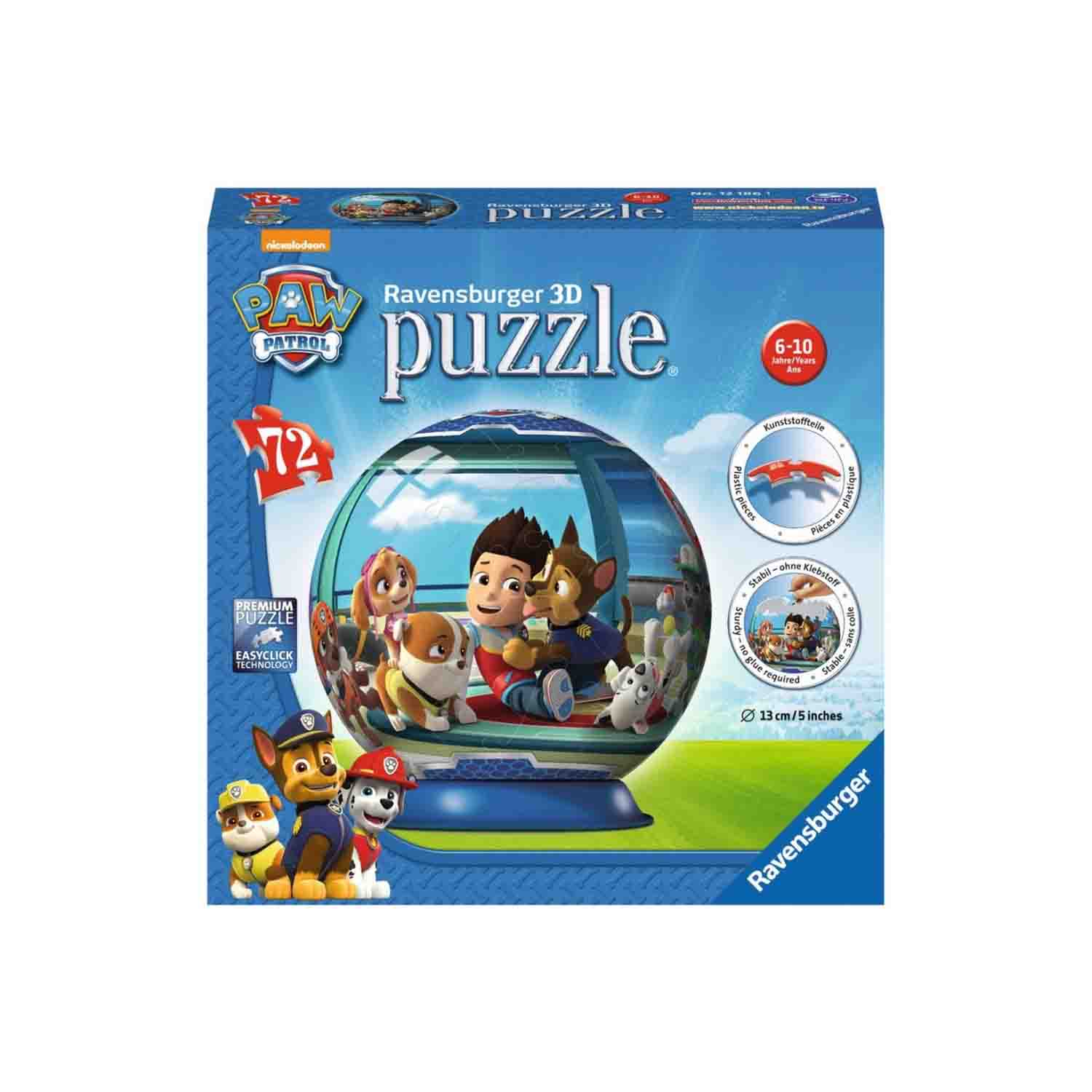 Puzzle 3D Paw Patrol, + 6 ani, 72 de piese, Ravensburger