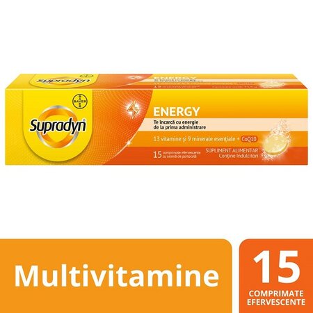 Multivitamine si minerale Supradyn Energy cu Coenzima Q10, 15 comprimate efervescente, Bayer 474829