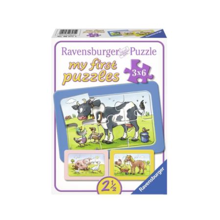 RAVENSBURGER PUZZLE ANIMALELE BUNI PRIETENI 3 X 6 PIESE RVSPC06571