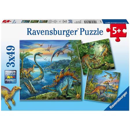 RAVENSBURGER PUZZLE FARMECUL DINOZAURILOR 3 X 49 PIESE RVSPC09317