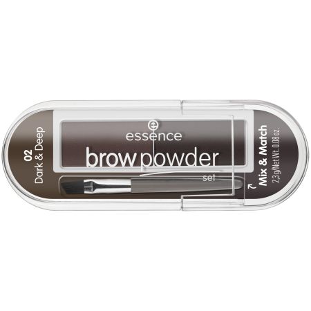 Set pentru sprancene Brow Powder, 2  Dark&Deep, 2.3 g, Essence