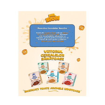 Cereale proteice fara zahar sau gluten cu aroma de caramel sarat, 250 g, Mr. Iron 673209