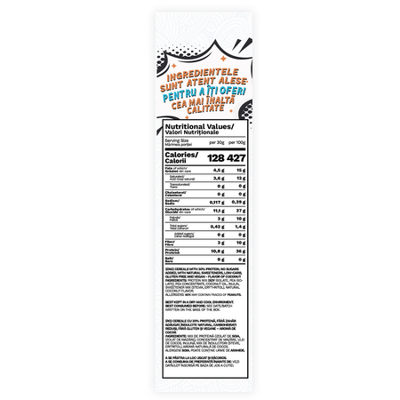 Cereale proteice fara zahar si fara gluten cu aroma de cocos, 250 g, Mr. Iron 673223