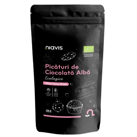 Picaturi de ciocolata alba, 125 g, Niavis