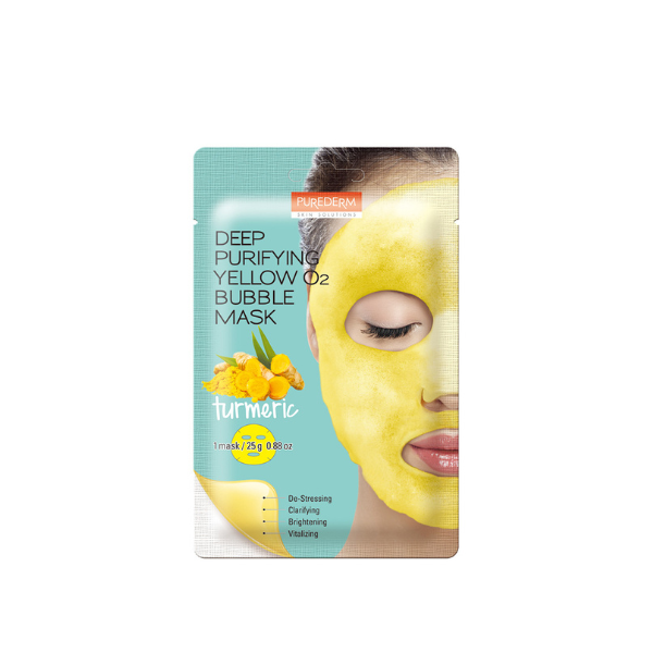 Masca cu bule de oxigen cu turmeric, 1 bucata, Purederm