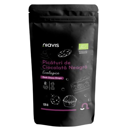 Picaturi de ciocolata neagra, 125 g, Niavis