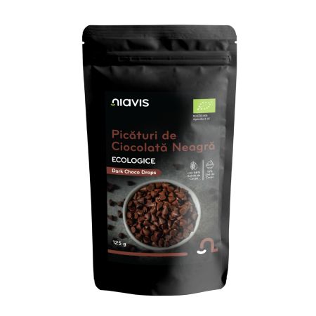 Picaturi de ciocolata neagra Bio, 125 g, Niavis