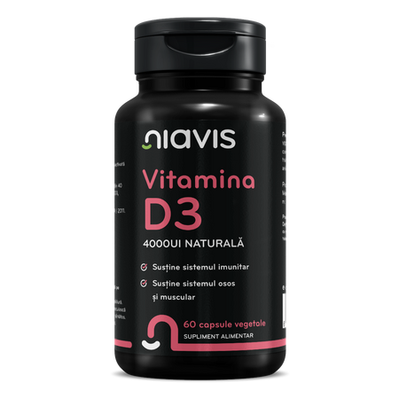 Vitamina D3 naturala, 4000UI, 60 capsule, Niavis