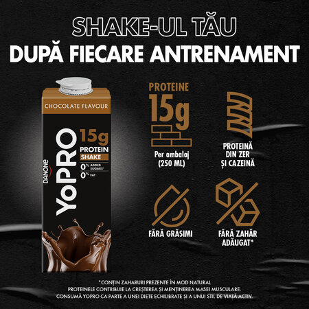 Bautura UHT din lapte cu gust de ciocolata, 250 ml, YoPRO 629386