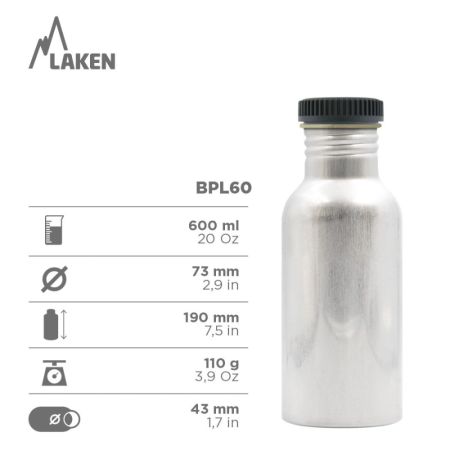 Recipient din aluminiu Plain, Animal Camping, 600 ml, Laken 627997