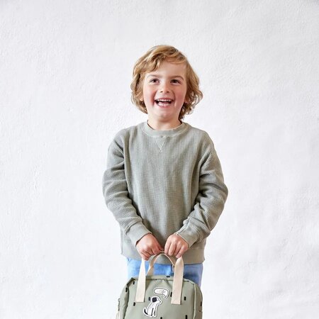 Rucsac pentru copii, Square Happy Prints Light Olive, +2 ani, Laessig 625833
