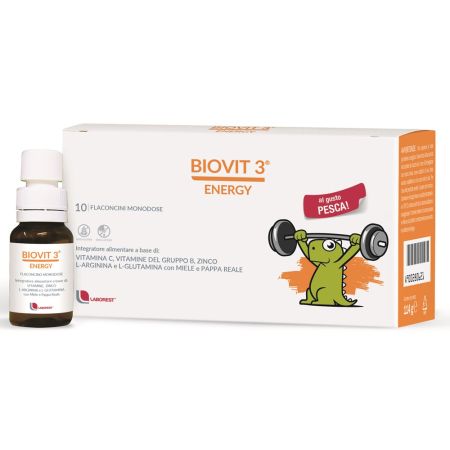 Supliment alimentar pe baza de vitamina B si C, zinc, L-glutamina si L-arginină Biovit 3 Energy, 10 x 10 ml, Uriach