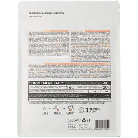 Collagen + Vitamina C Piersici, 400 g, Ostrovit 740584