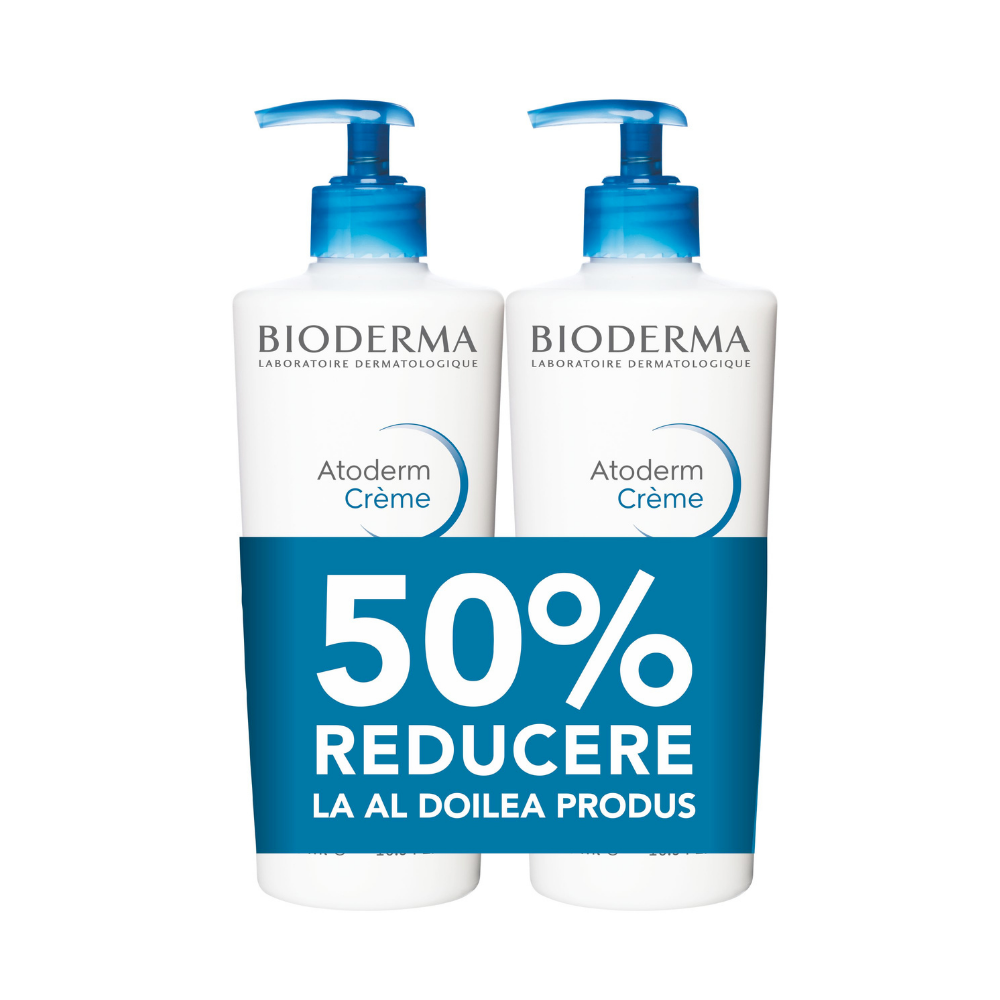 Pachet 2 x Crema de corp  Atoderm pentru piele uscata cu parfum, 500 ml (- 50% la al doilea produs), Bioderma