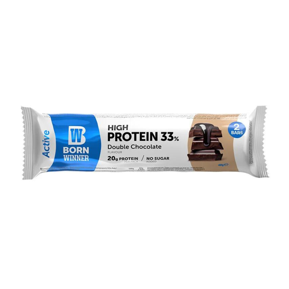 Baton proteic cu Double Chocolate Active, 2 x 30 g, Born Winner