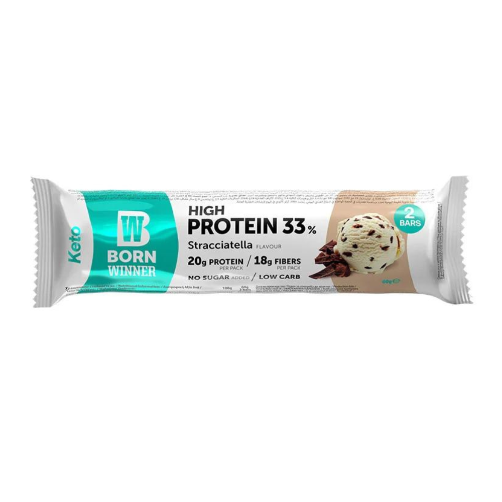 Baton proteic cu Stracciatella Keto, 2 x 30 g, Born Winner