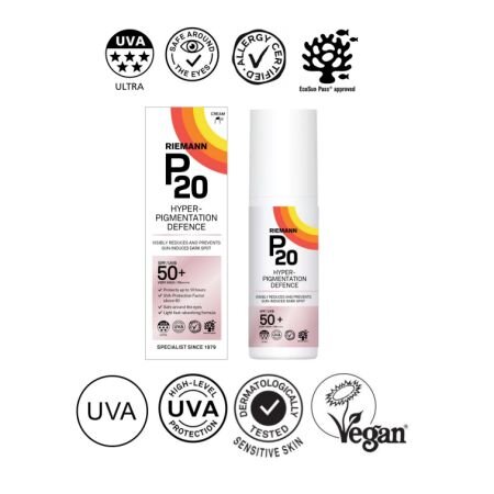 Crema cu SPF 50+ anti-pigmentare Hyperpigmentation Defence P20, 50 ml, Riemann 626983