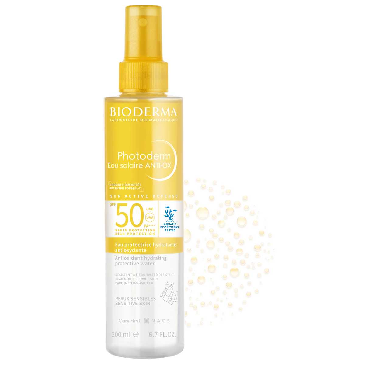 Apa cu protectie solara SPF 50 pentru piele sensibila Photoderm Anti-Ox, 200 ml, Bioderma