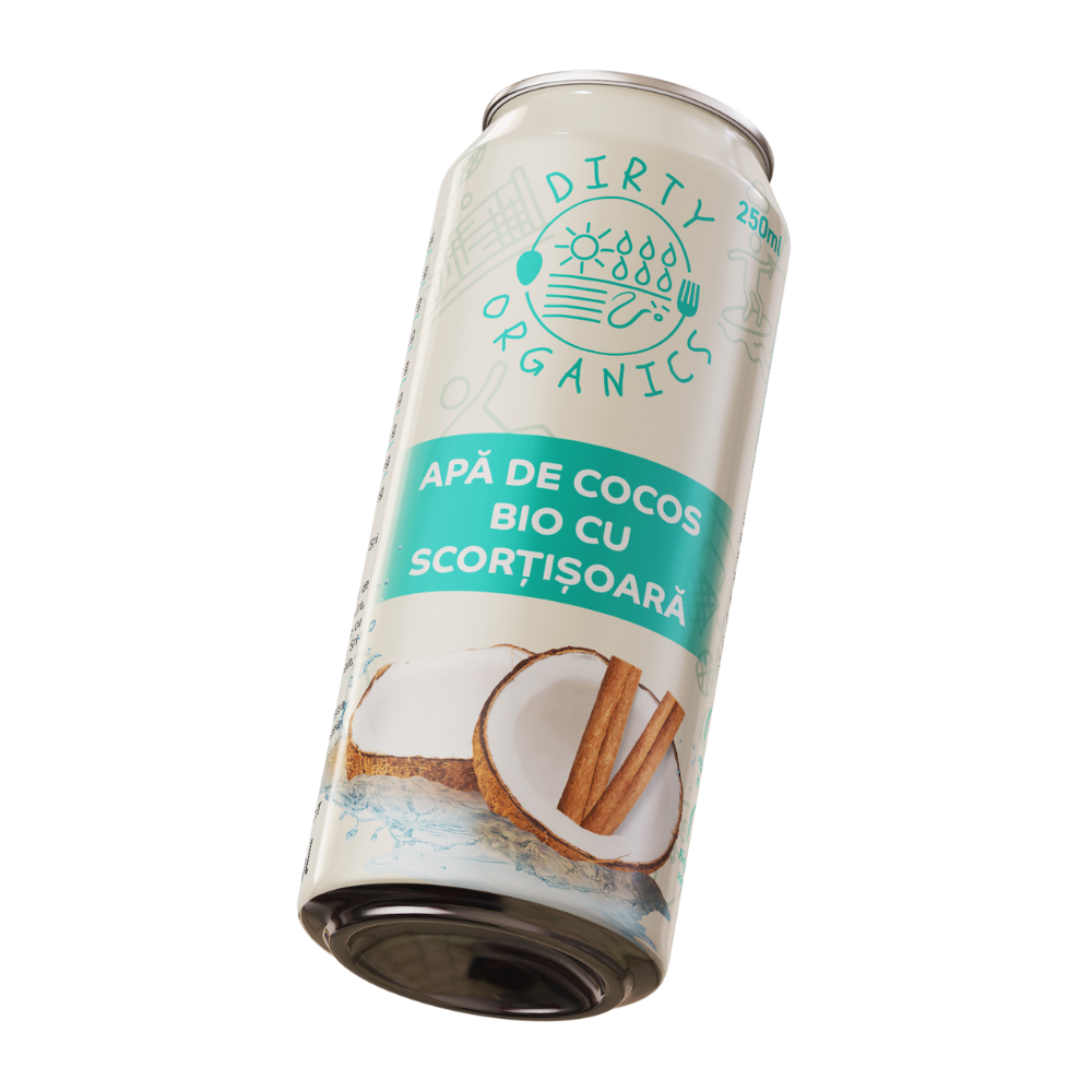 Apa de cocos Bio cu scortisoara, 250 ml, Dirty Organics