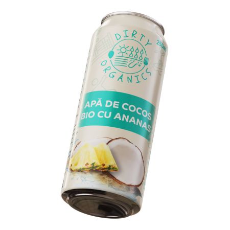 Apa de cocos Bio cu ananas, 250 ml, Dirty Organix