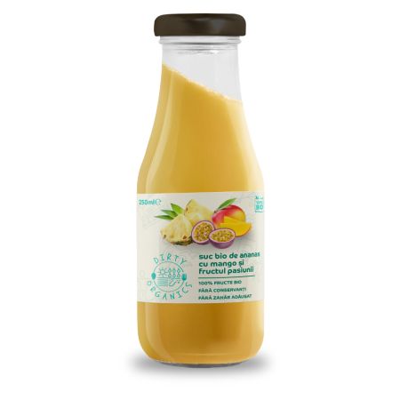 Suc Bio de ananas cu mango si fructul pasiunii, 250 ml, Dirty Organix