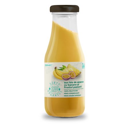 Suc bio de ananas cu banane si fructul pasiunii, 250 ml, Dirty Organix