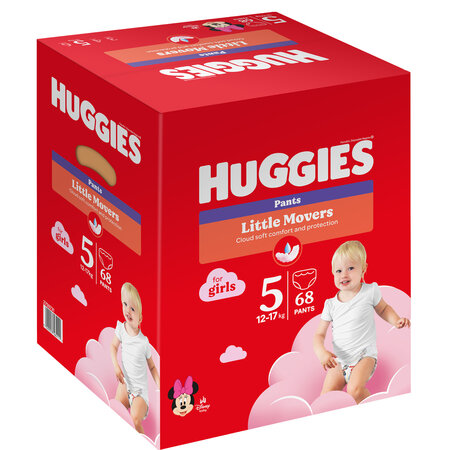Scutece Pants Little Movers, Nr. 5, 12-17 kg, Girl, 68 bucati, Huggies