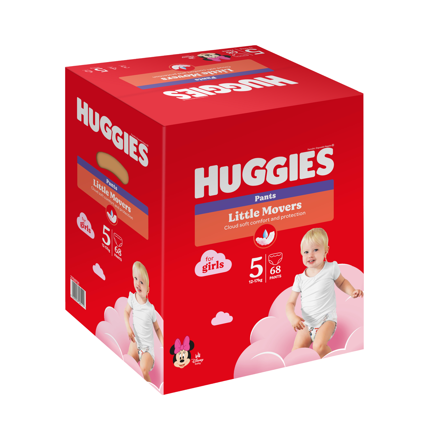 Scutece Pants Little Movers, Girl, Nr. 5, 12-17 kg, 68 bucati, Huggies