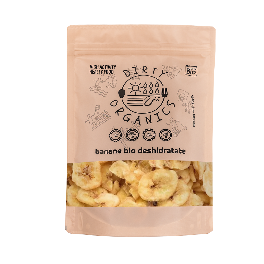 Banane Bio deshidratate, 150 g, Dirty Organics