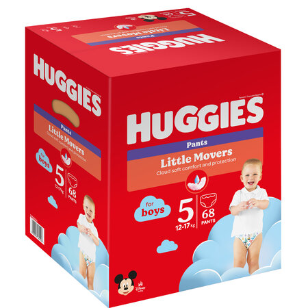 Scutece Pants Little Movers, Nr. 5, 12 - 17 kg, Boy, 68 buc, Huggies