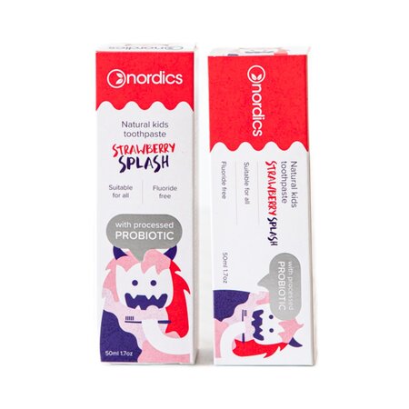 Pasta de dinti cu capsune si probiotice pentru copii, 50 ml, Nordics 819134