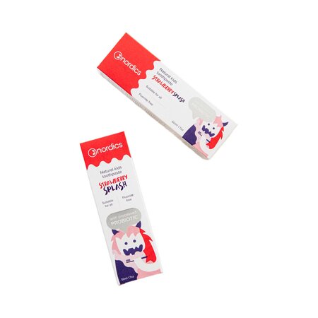 Pasta de dinti cu capsune si probiotice pentru copii, 50 ml, Nordics 819135