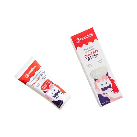 Pasta de dinti cu capsune si probiotice pentru copii, 50 ml, Nordics 819152