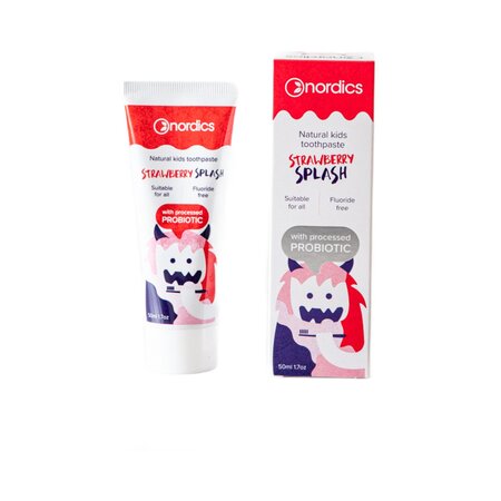 Pasta de dinti cu capsune si probiotice pentru copii, 50 ml, Nordics 819153