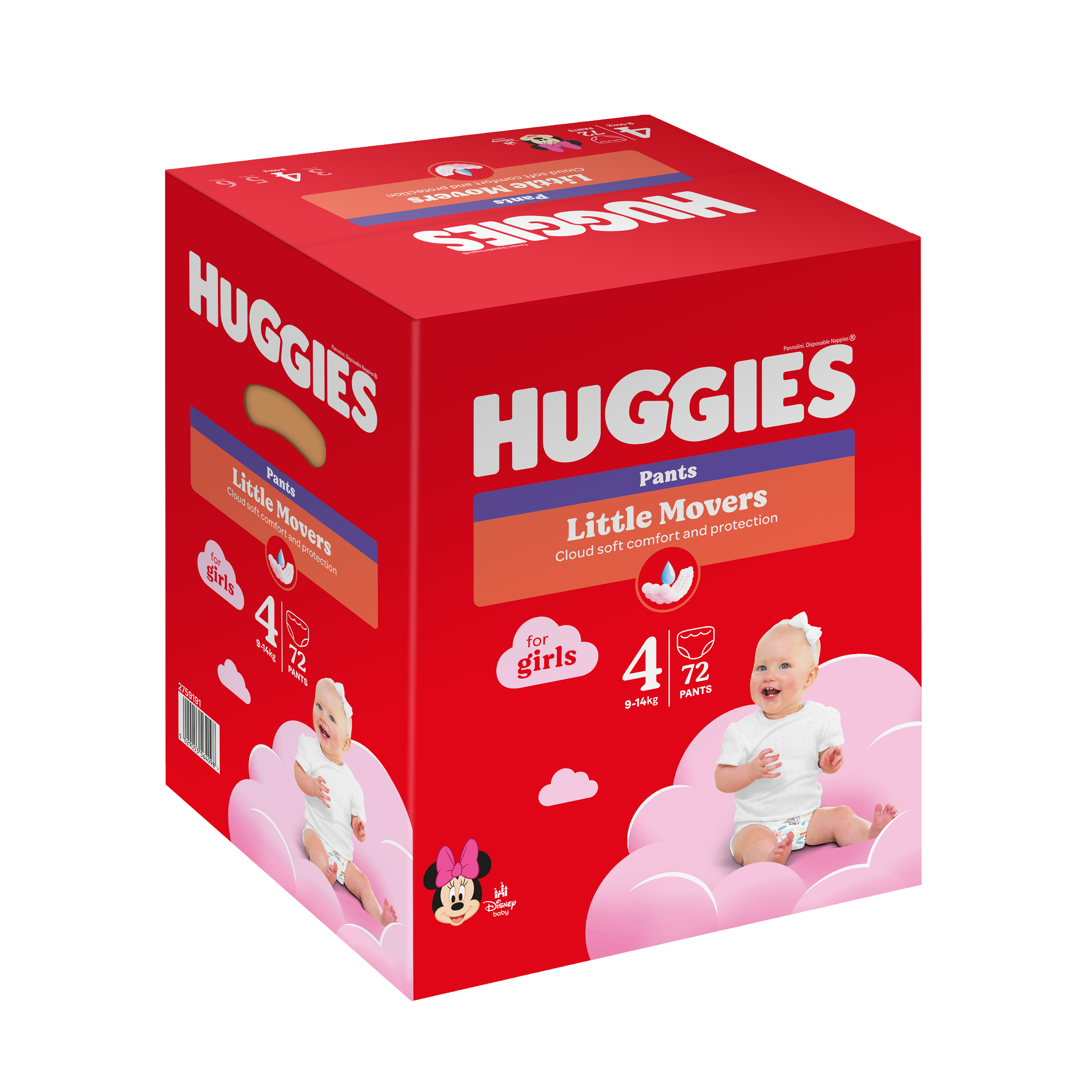 Scutece Pants Little Movers, Nr. 4, 9 -14 kg, Girl, 72 bucati, Huggies