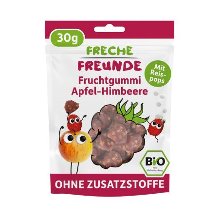 Jeleuri Bio cu zmeura, mere si orez expandat, +1 an, 30 g, Freche Freunde