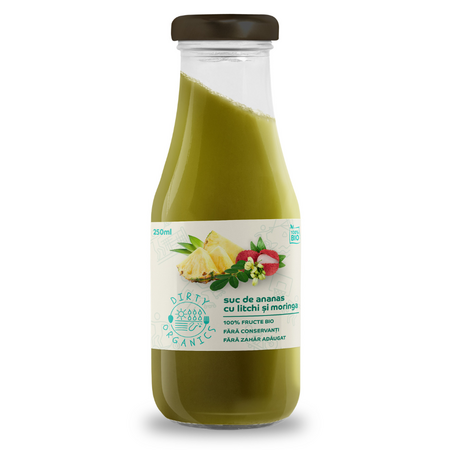 Suc bio de ananas cu litchi si moringa