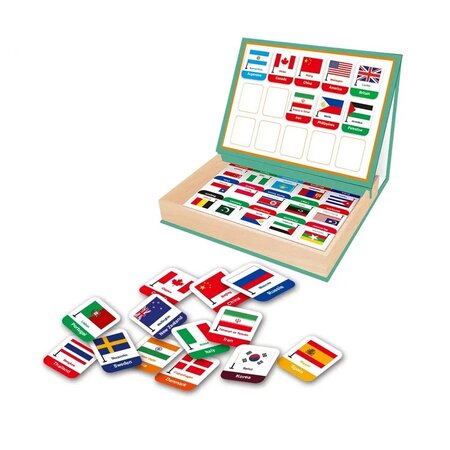 Puzzle magnetic educativ cu 45 de steaguri si table, + 3 ani, AcSmart 628615