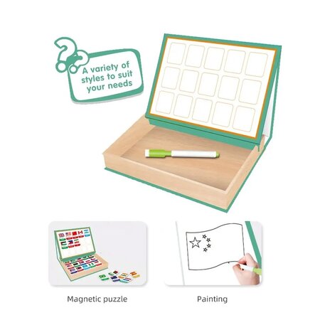 Puzzle magnetic educativ cu 45 de steaguri si table, + 3 ani, AcSmart 628612