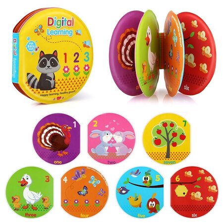 Set 2 carticele cu sunet pentru baie Pasari si numere, +6 luni, AcSmart 628619
