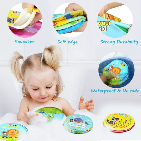 Set 2 carticele cu sunet pentru baie Pasari si numere, +6 luni, AcSmart 628618