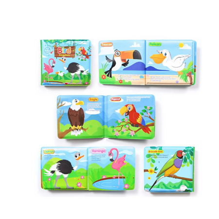 Set 2 carticele cu sunet pentru baie Pasari si numere, +6 luni, AcSmart 628622