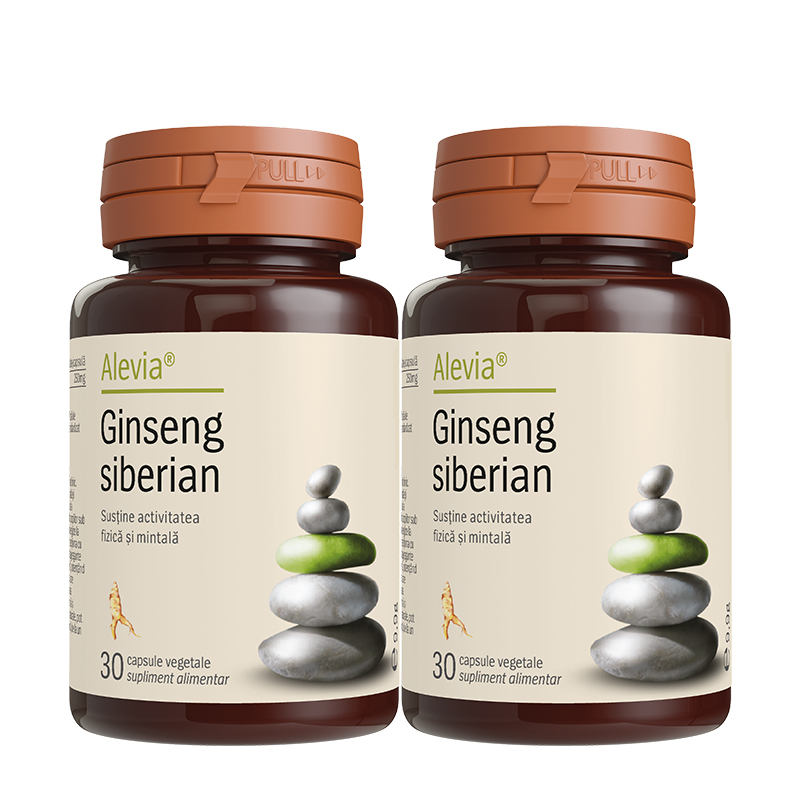 Pachet Ginseng Siberian, 30 + 30 capsule vegetale, Alevia